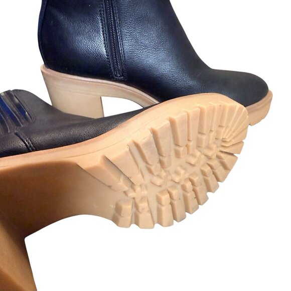 Dolce Vita Jade platform Black Leather Lug Sole Boots Size 10 - Picture 6 of 8